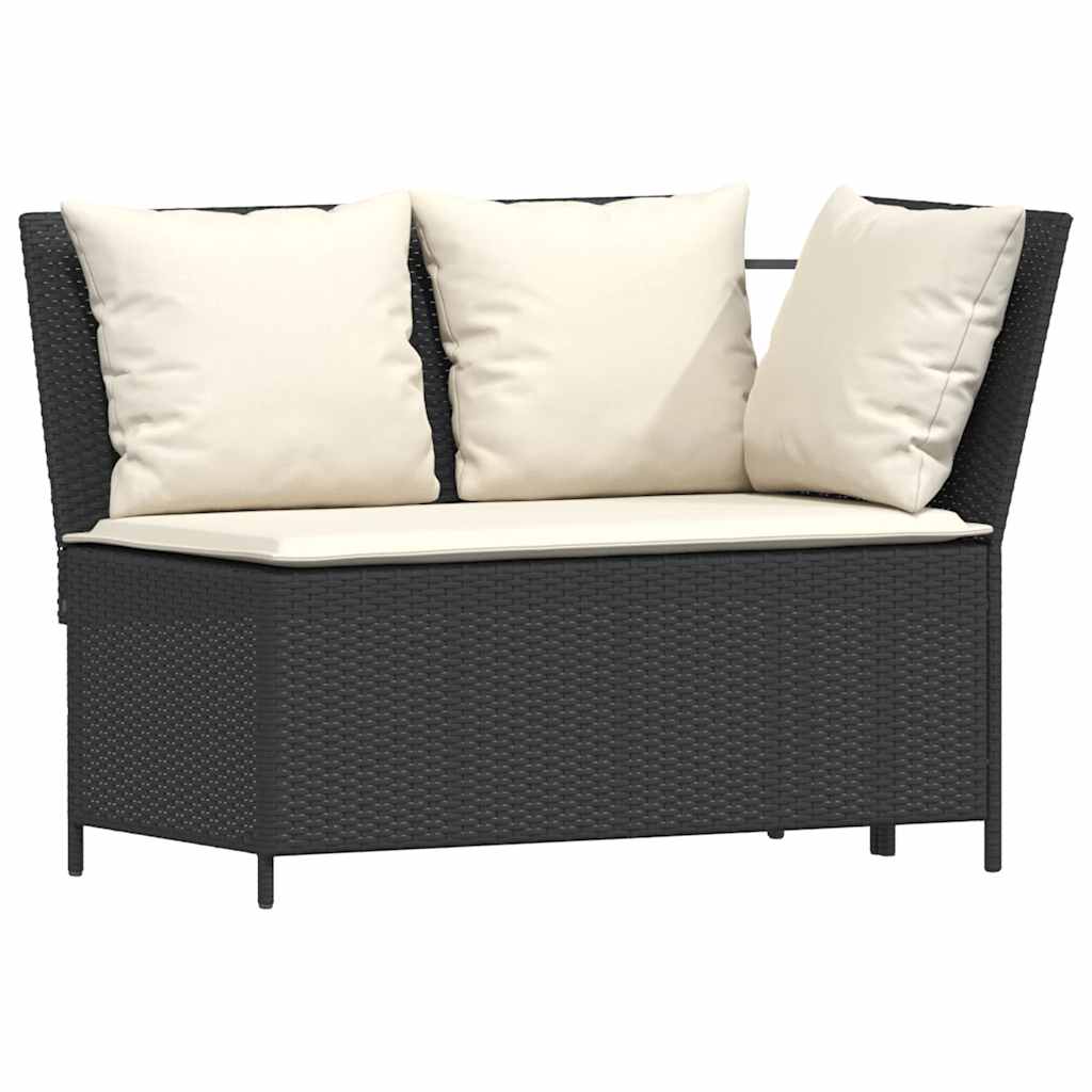 Set da Pranzo da Giardino 4 pz con Cuscini Nero in Polyrattan | homemem39