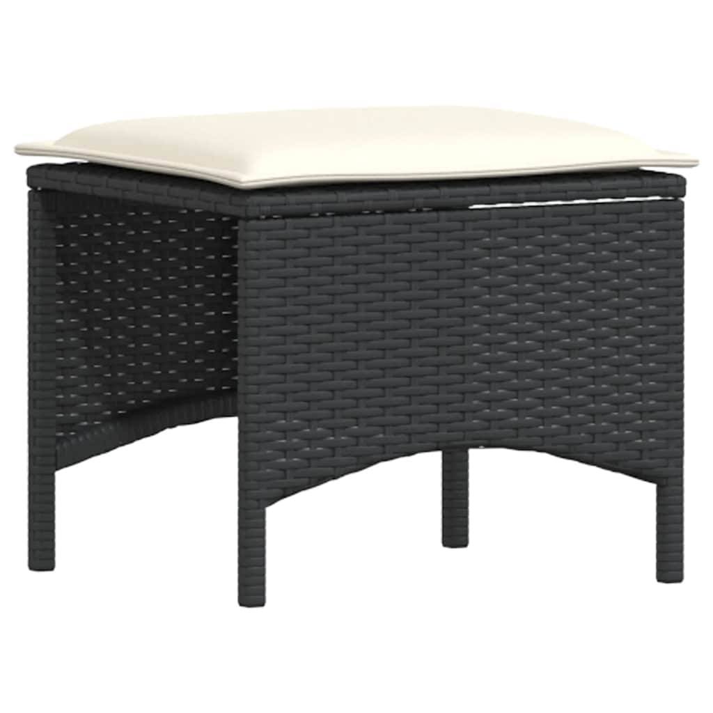 Set da Pranzo da Giardino 4 pz con Cuscini Nero in Polyrattan | homemem39