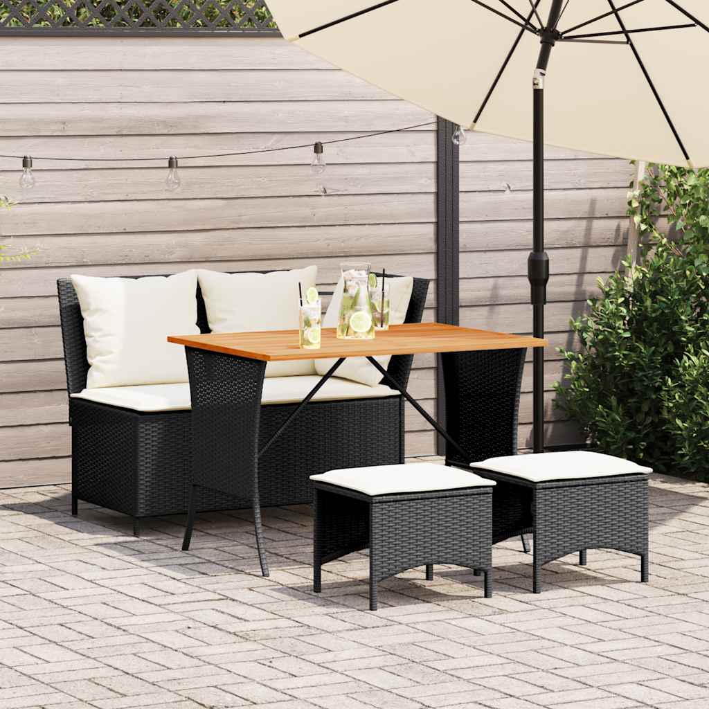 Set da Pranzo da Giardino 4 pz con Cuscini in Polyrattan