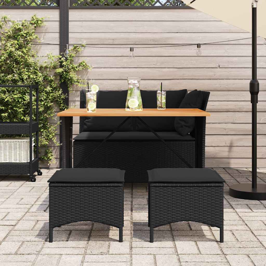 Set da Pranzo da Giardino 4 pz con Cuscini Nero in Polyrattan | homemem39