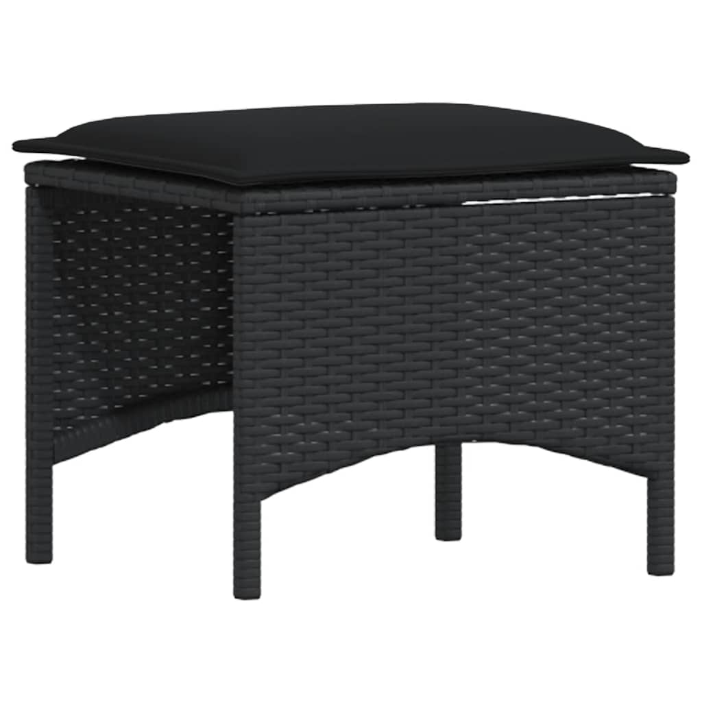 Set da Pranzo da Giardino 4 pz con Cuscini Nero in Polyrattan | homemem39