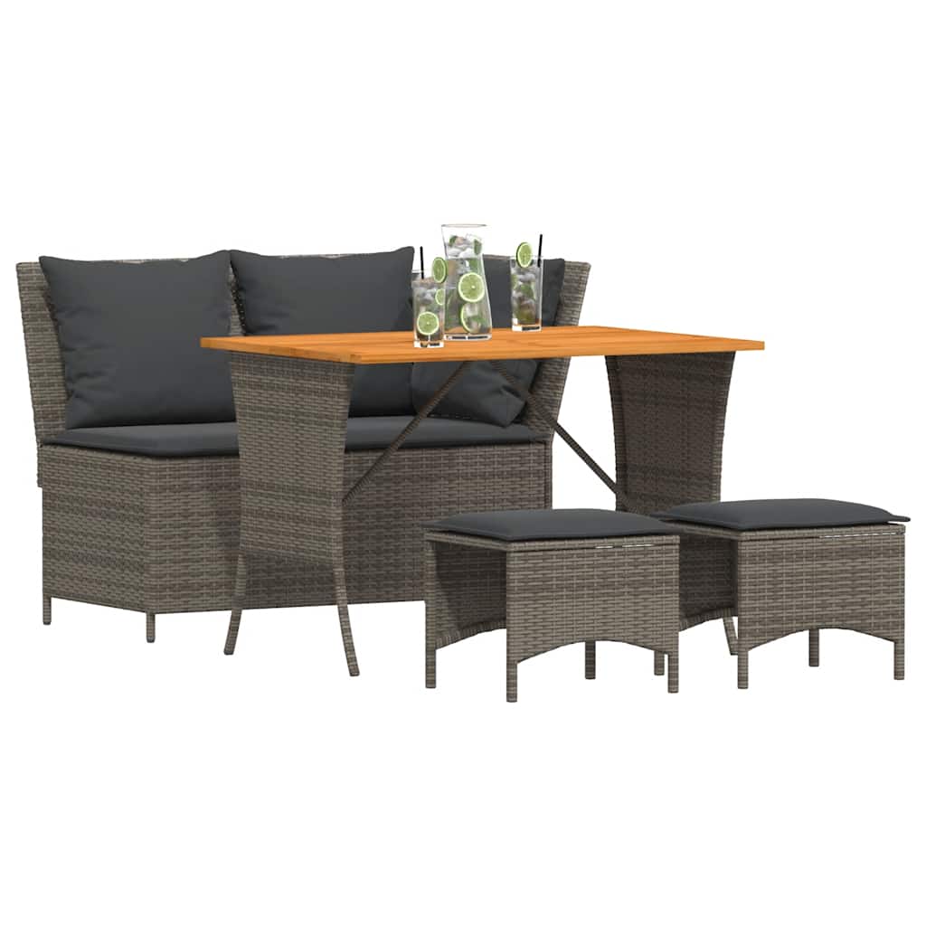 Set da Pranzo da Giardino 4 pz con Cuscini in Polyrattan Grigio | homemem39