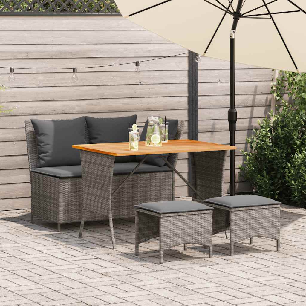 Set da Pranzo da Giardino 4 pz con Cuscini in Polyrattan Grigio | homemem39