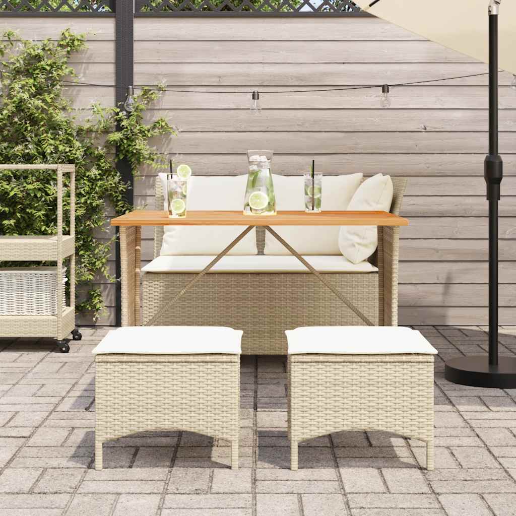 Set da Pranzo da Giardino 4 pz con Cuscini Beige in Polyrattan | homemem39