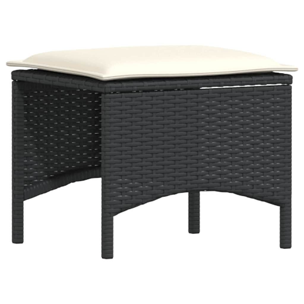 Set da Pranzo da Giardino 3 pz con Cuscini Nero in Polyrattan | homemem39