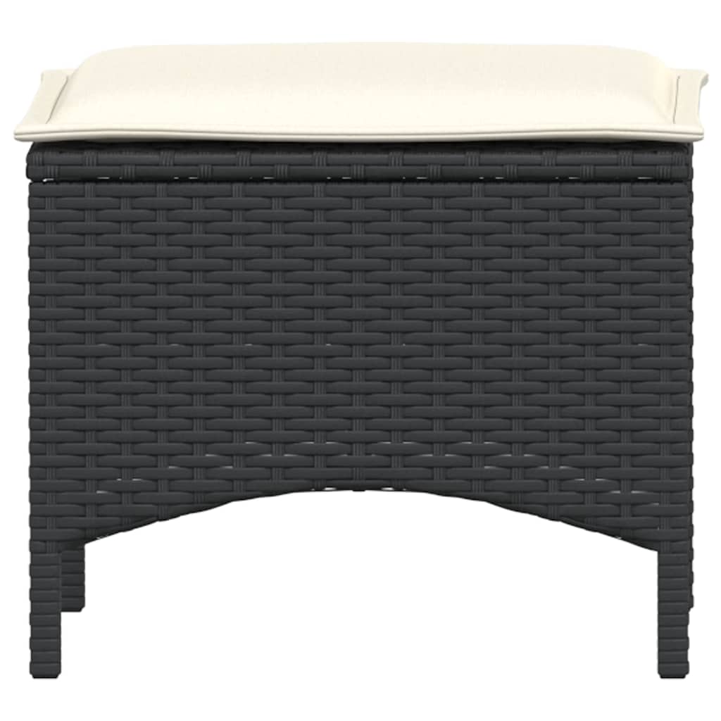 Set da Pranzo da Giardino 3 pz con Cuscini Nero in Polyrattan | homemem39