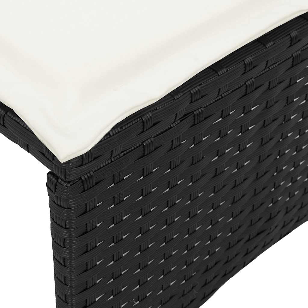 Set da Pranzo da Giardino 3 pz con Cuscini Nero in Polyrattan | homemem39