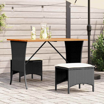 Set da Pranzo da Giardino 3 pz con Cuscini Nero in Polyrattan | homemem39