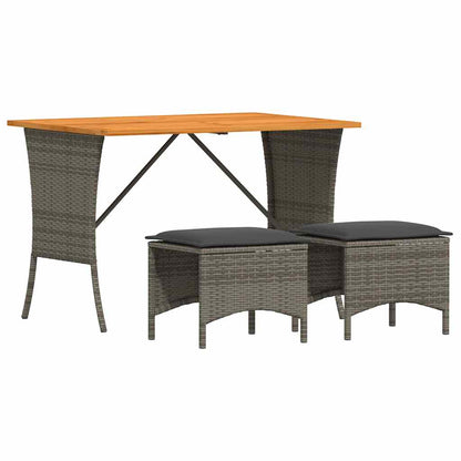 Set da Pranzo da Giardino 3 pz con Cuscini in Polyrattan Grigio | homemem39