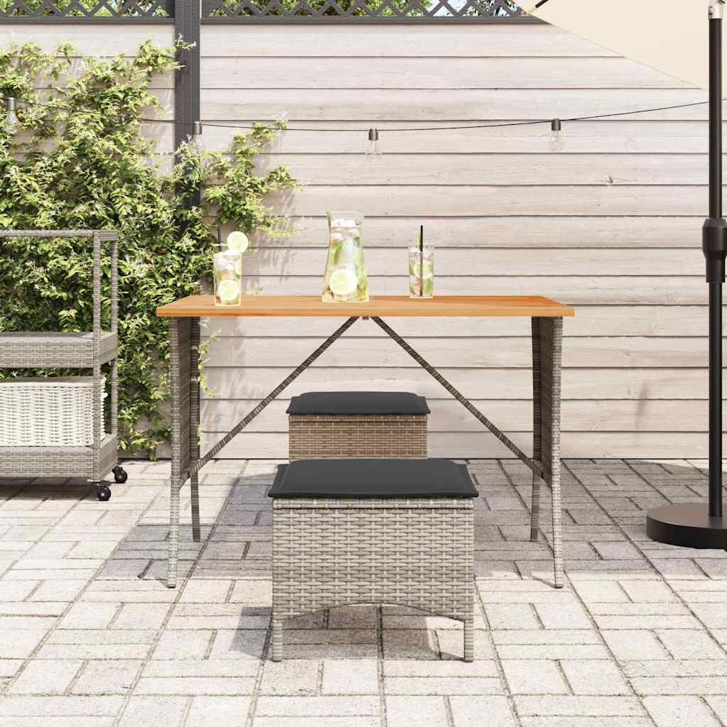 Set da Pranzo da Giardino 3 pz con Cuscini in Polyrattan Grigio | homemem39