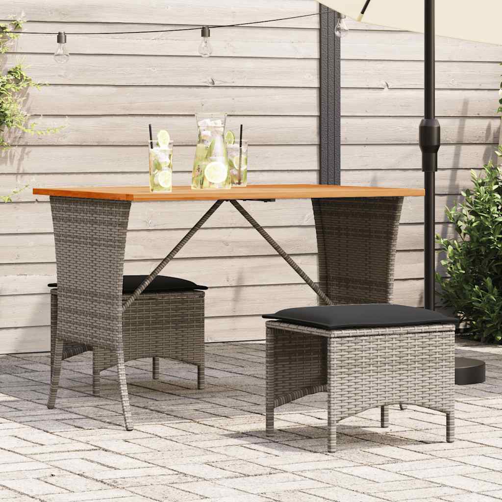 Set da Pranzo da Giardino 3 pz con Cuscini in Polyrattan Grigio | homemem39