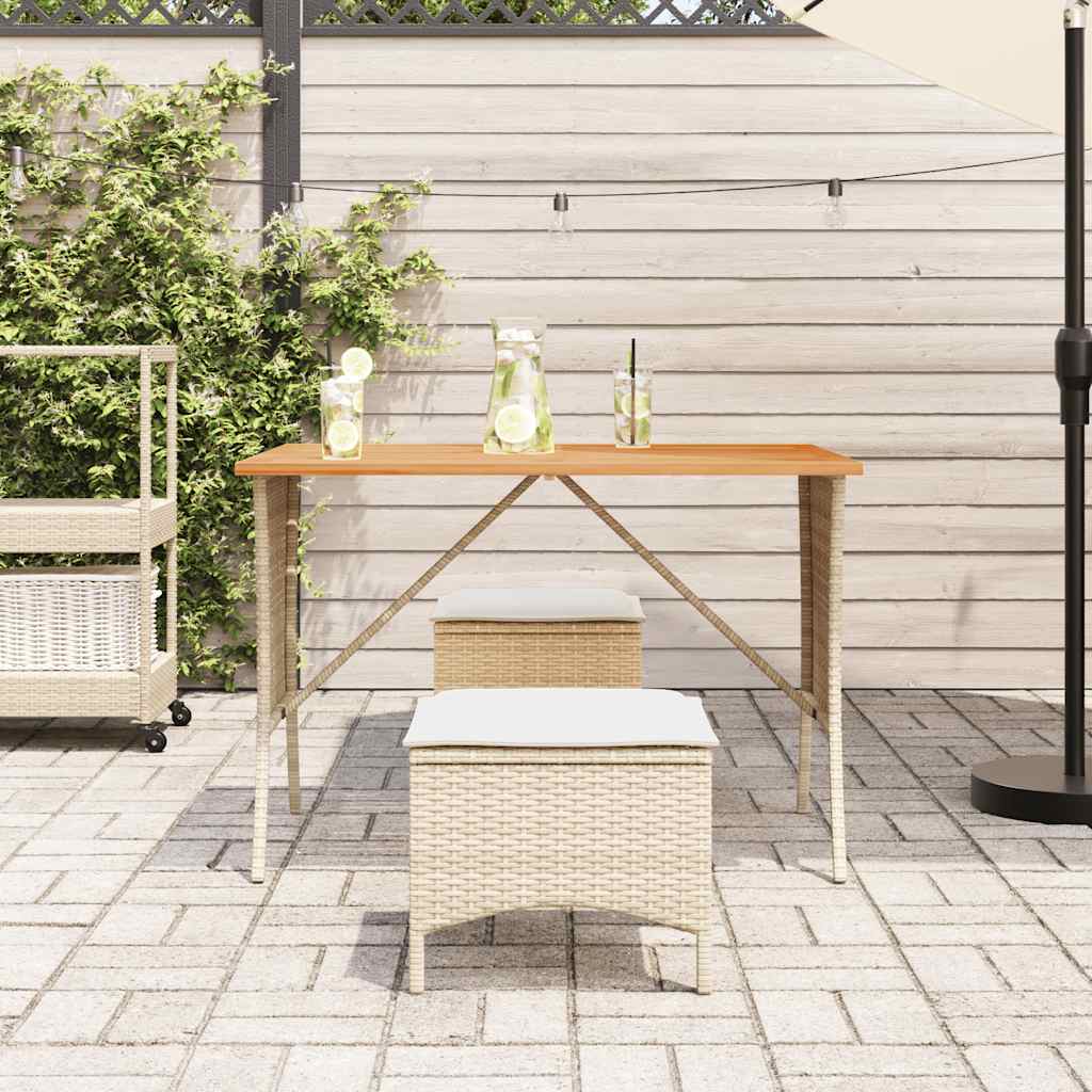 Set da Pranzo da Giardino 3 pz con Cuscini Beige in Polyrattan | homemem39