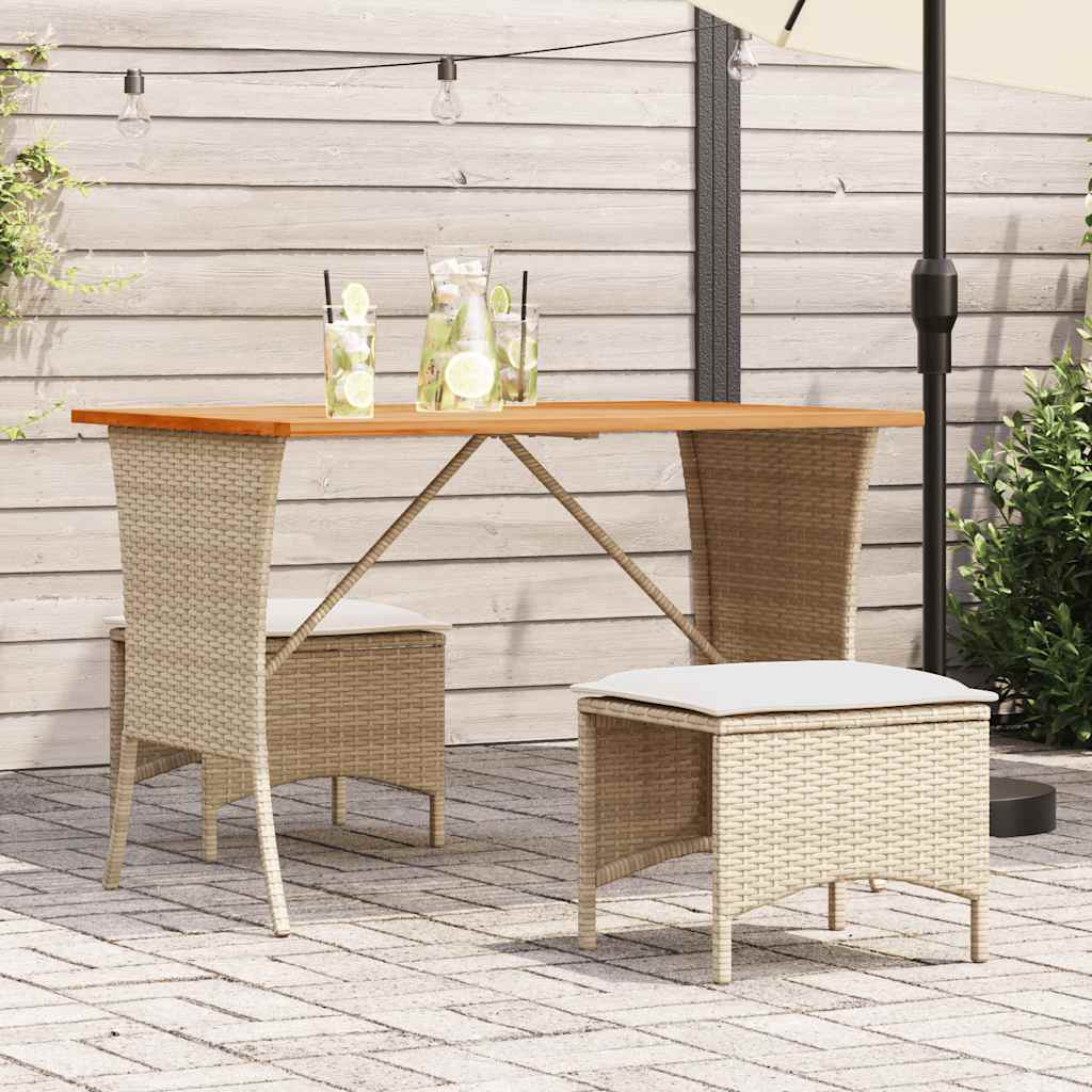 Set da Pranzo da Giardino 3 pz con Cuscini Beige in Polyrattan | homemem39