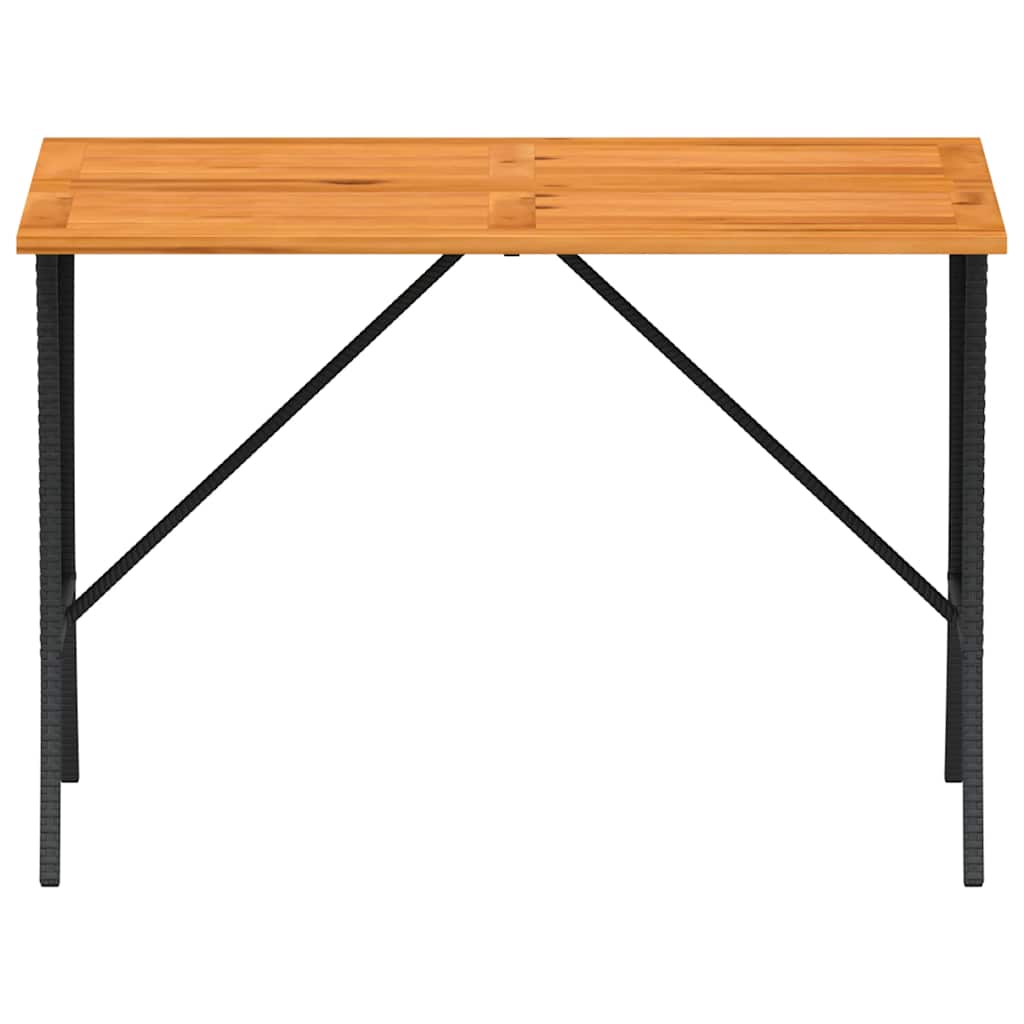 Tavolo Giardino Piano Legno Acacia Nero 105x75x72 cm Polyrattan | homemem39