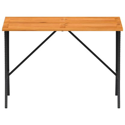 Tavolo Giardino Piano Legno Acacia Nero 105x75x72 cm Polyrattan | homemem39