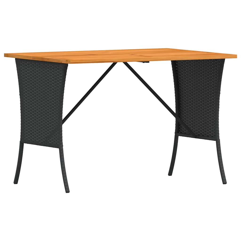 Tavolo Giardino Piano Legno Acacia Nero 105x75x72 cm Polyrattan | homemem39