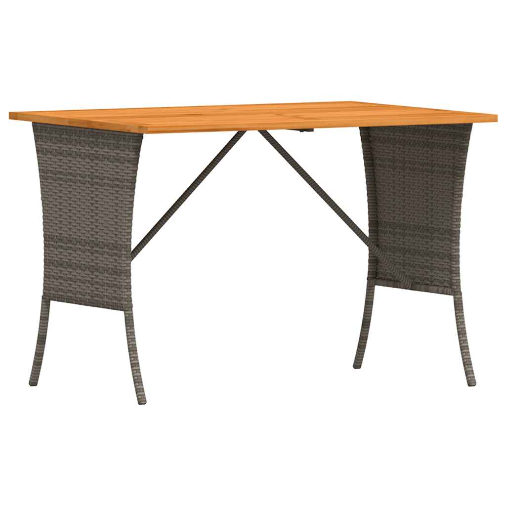 Tavolo Giardino Piano Legno Acacia Grigio 105x75x72 Polyrattan | homemem39