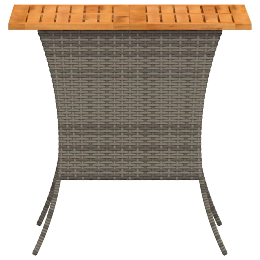 Tavolo Giardino Piano Legno Acacia Grigio 105x75x72 Polyrattan | homemem39
