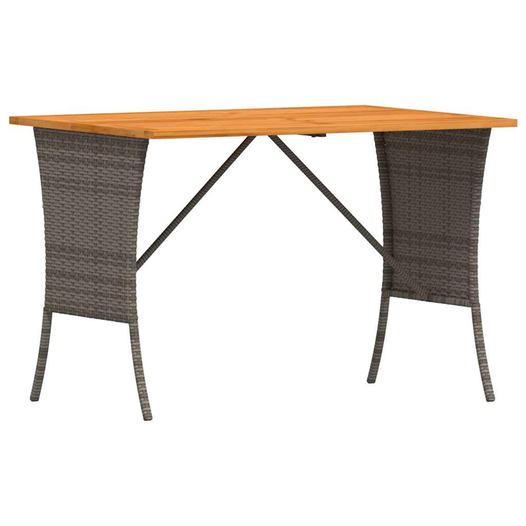 Tavolo Giardino Piano Legno Acacia Grigio 105x75x72 Polyrattan | homemem39