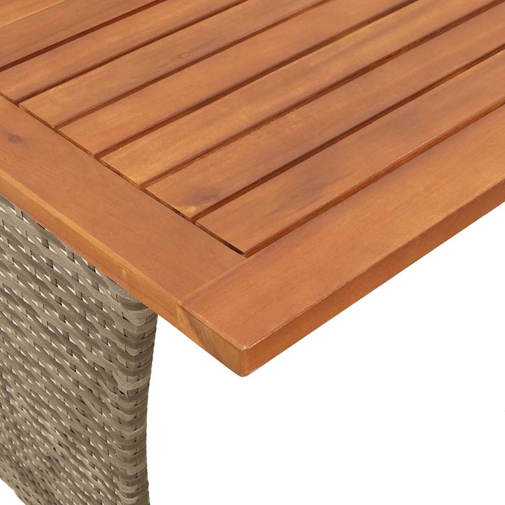 Tavolo Giardino Piano Legno Acacia Grigio 105x75x72 Polyrattan | homemem39