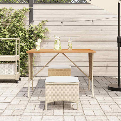 Tavolo Giardino Piano Legno Acacia Beige 105x75x72cm Polyrattan