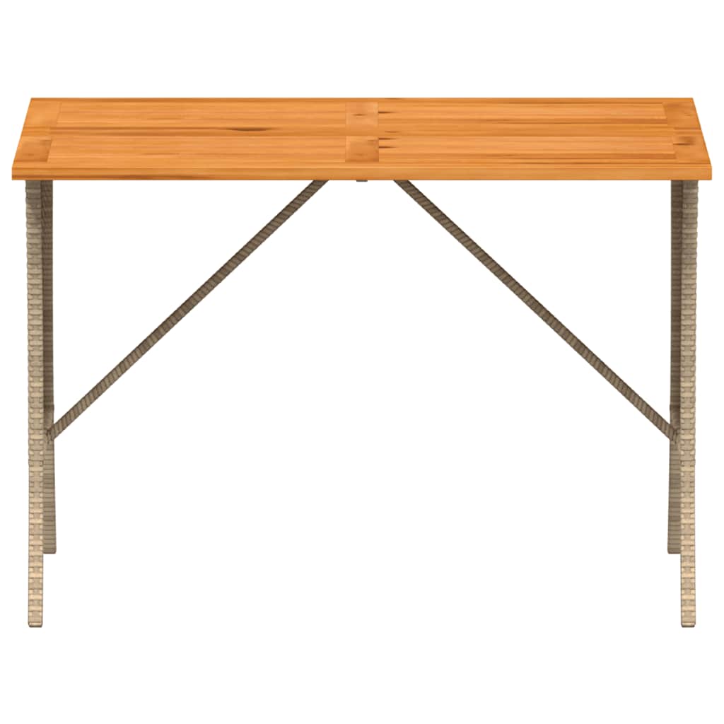 Tavolo Giardino Piano Legno Acacia Beige 105x75x72cm Polyrattan | homemem39