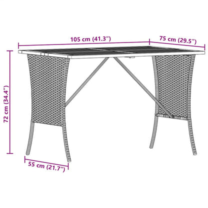 Tavolo Giardino Piano Legno Acacia Beige 105x75x72cm Polyrattan | homemem39