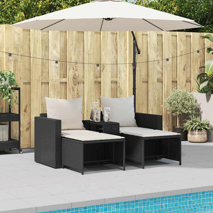 Set Divani da Giardino 5 pz con Cuscini in Polyrattan Nero | homemem39