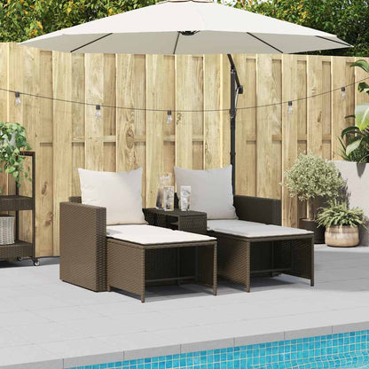 Set Divano da Giardino 5 pz con Cuscini Marrone in Polyrattan