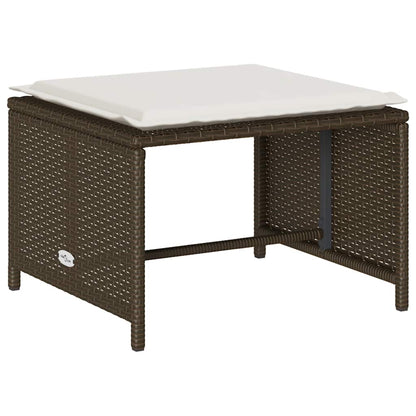 Set Divano da Giardino 5 pz con Cuscini Marrone in Polyrattan