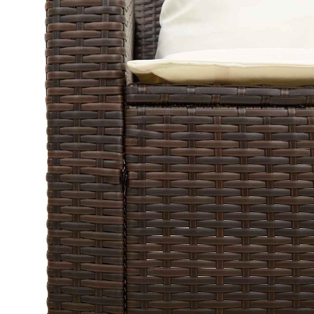 Set Divano da Giardino 5 pz con Cuscini Marrone in Polyrattan