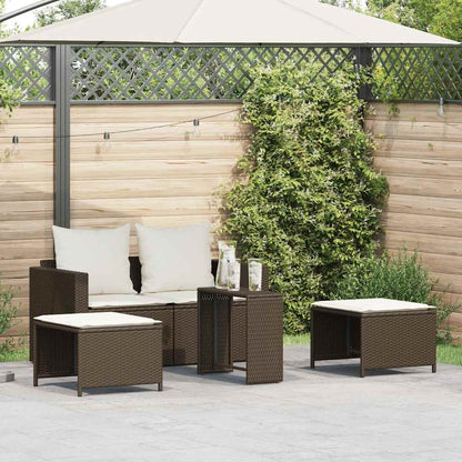 Set Divano da Giardino 5 pz con Cuscini Marrone in Polyrattan | homemem39