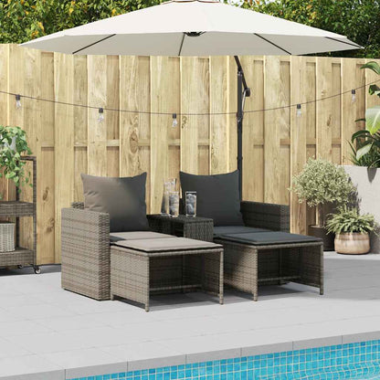 Set Divano da Giardino 5 pz con Cuscini Grigio in Polyrattan