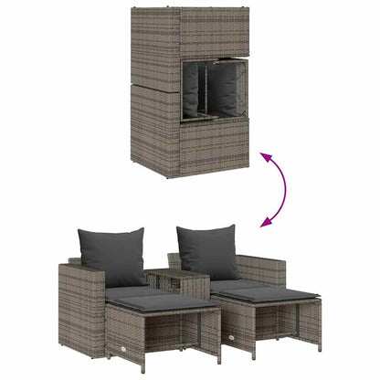 Set Divano da Giardino 5 pz con Cuscini Grigio in Polyrattan