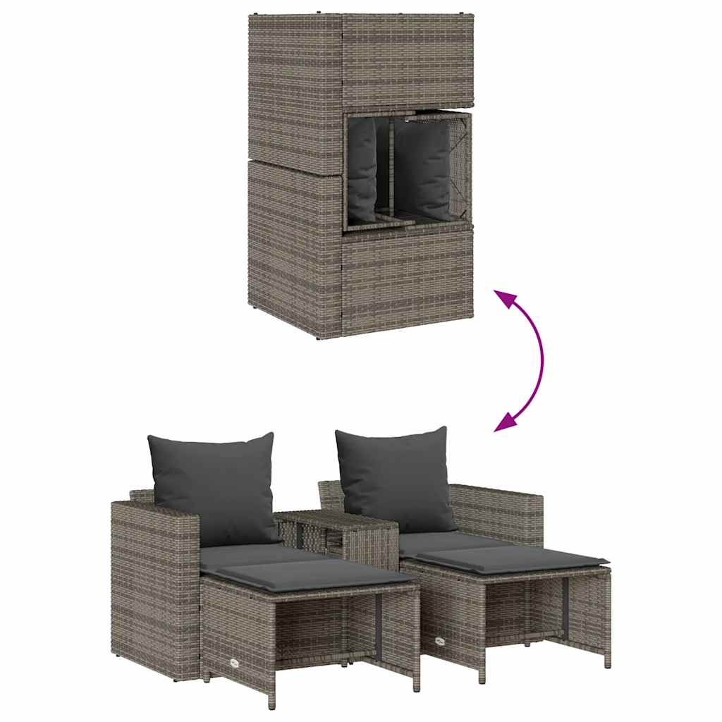 Set Divano da Giardino 5 pz con Cuscini Grigio in Polyrattan