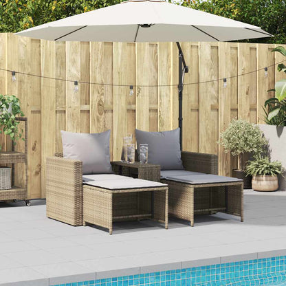 Set Divano da Giardino 5 pz con Cuscini Beige in Polyrattan