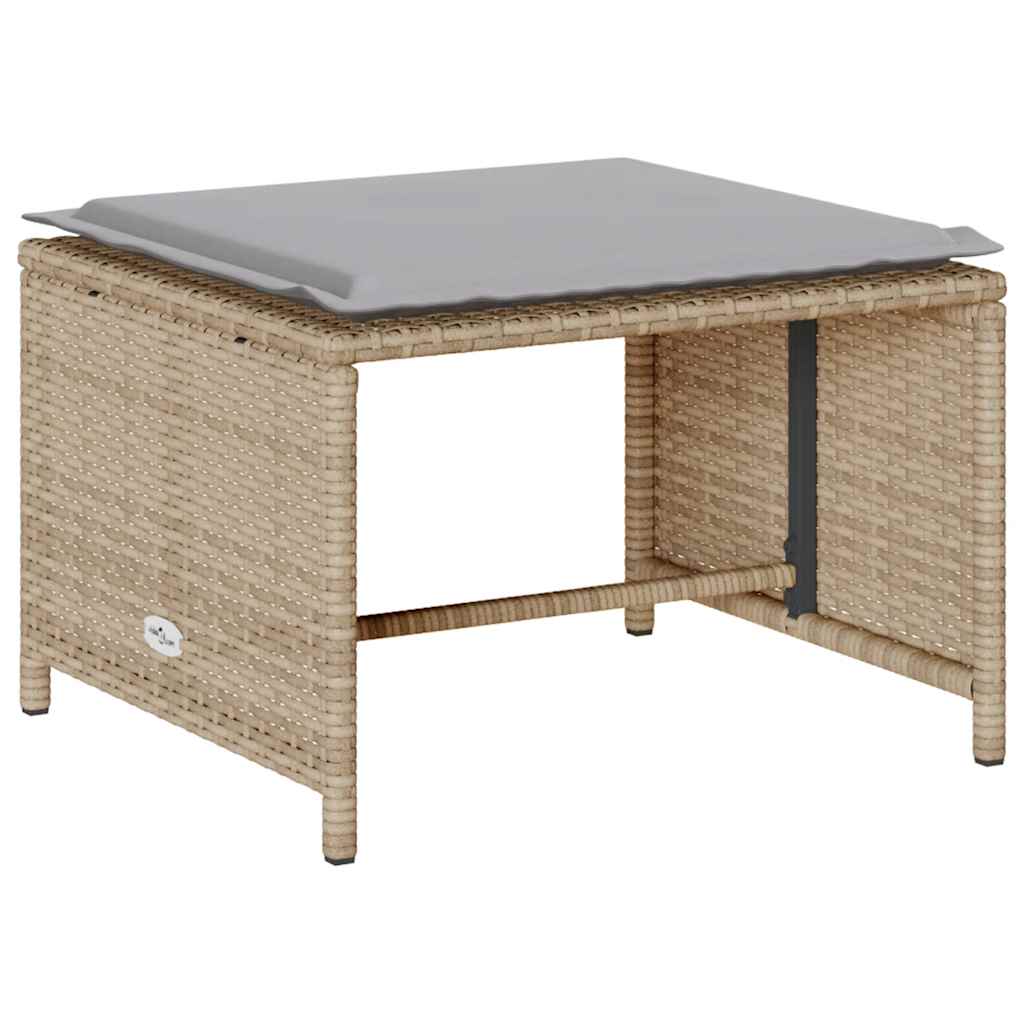Set Divano da Giardino 5 pz con Cuscini Beige in Polyrattan