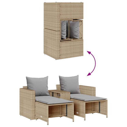 Set Divano da Giardino 5 pz con Cuscini Beige in Polyrattan