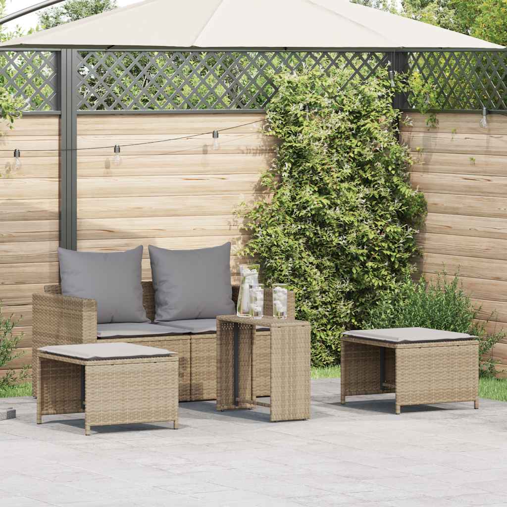 Set Divano da Giardino 5 pz con Cuscini Beige in Polyrattan | homemem39