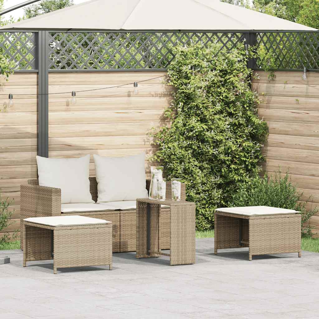Set Divano da Giardino 5 pz con Cuscini Beige in Polyrattan | homemem39