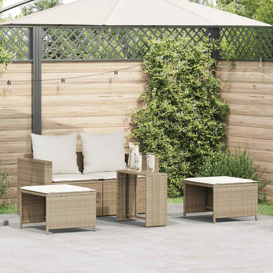 Set Divano da Giardino 5 pz con Cuscini Beige in Polyrattan