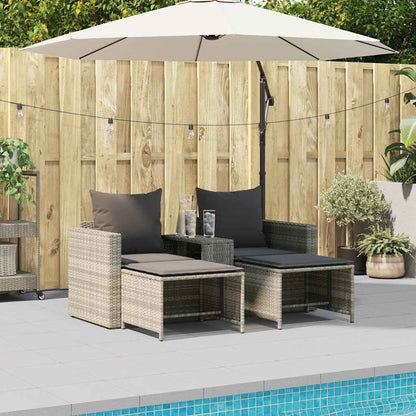 Set Divano da Giardino 5pz con Cuscini Grigio Chiaro Polyrattan