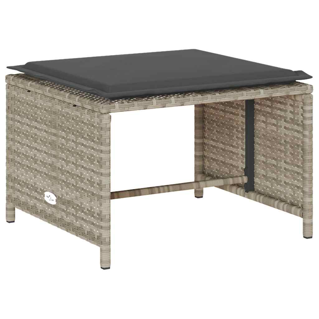 Set Divano da Giardino 5pz con Cuscini Grigio Chiaro Polyrattan