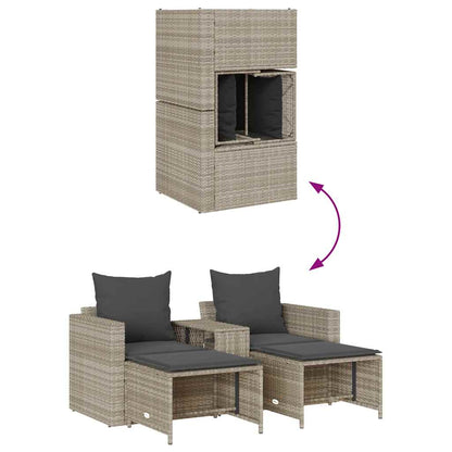 Set Divano da Giardino 5pz con Cuscini Grigio Chiaro Polyrattan