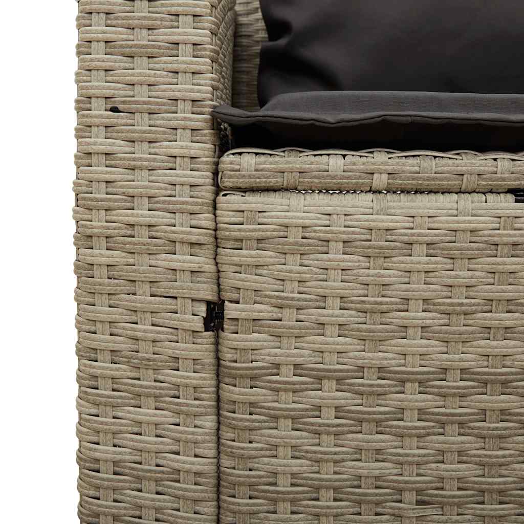 Set Divano da Giardino 5pz con Cuscini Grigio Chiaro Polyrattan