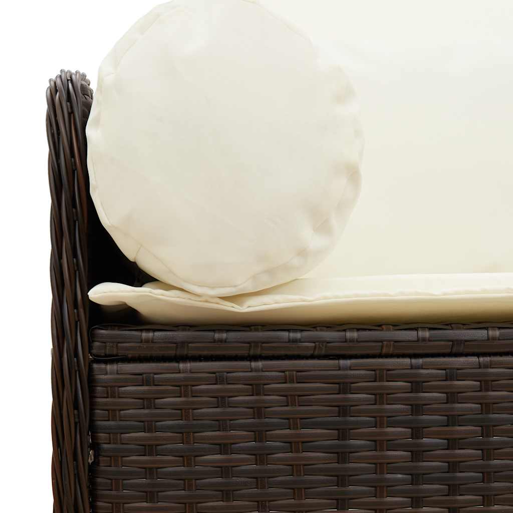 Divano da Giardino a 3 Posti con Cuscini in Polyrattan Marrone | homemem39