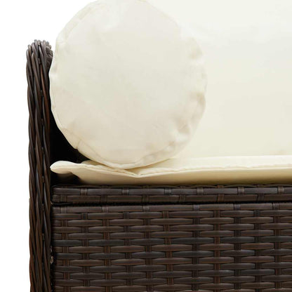 Divano da Giardino a 3 Posti con Cuscini in Polyrattan Marrone | homemem39