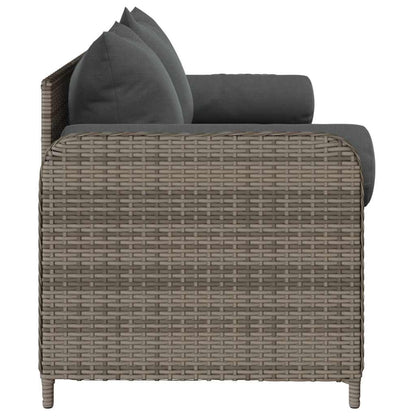 Divano da Giardino con Cuscini 3 Posti Grigio in Polyrattan | homemem39