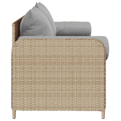 Divano da Giardino con Cuscini a 3 Posti Beige in Polyrattan | homemem39