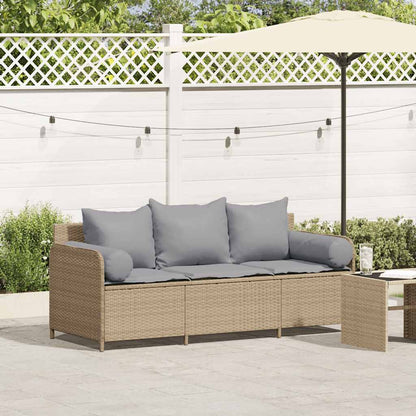 Divano da Giardino con Cuscini a 3 Posti Beige in Polyrattan | homemem39